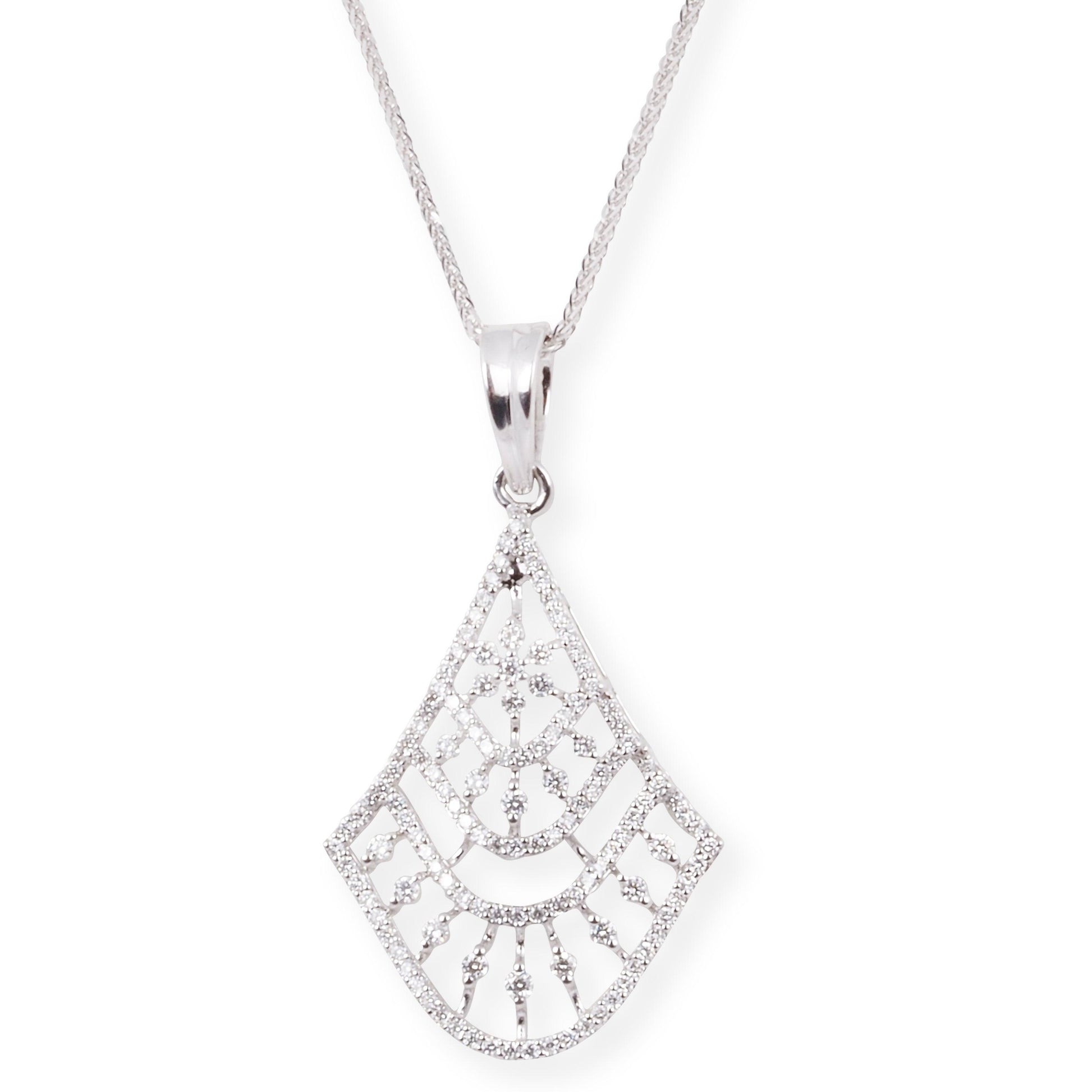 18ct White Gold Diamond Set (Pendant + Chain + Earrings) MCS6897/98 - Minar Jewellers
