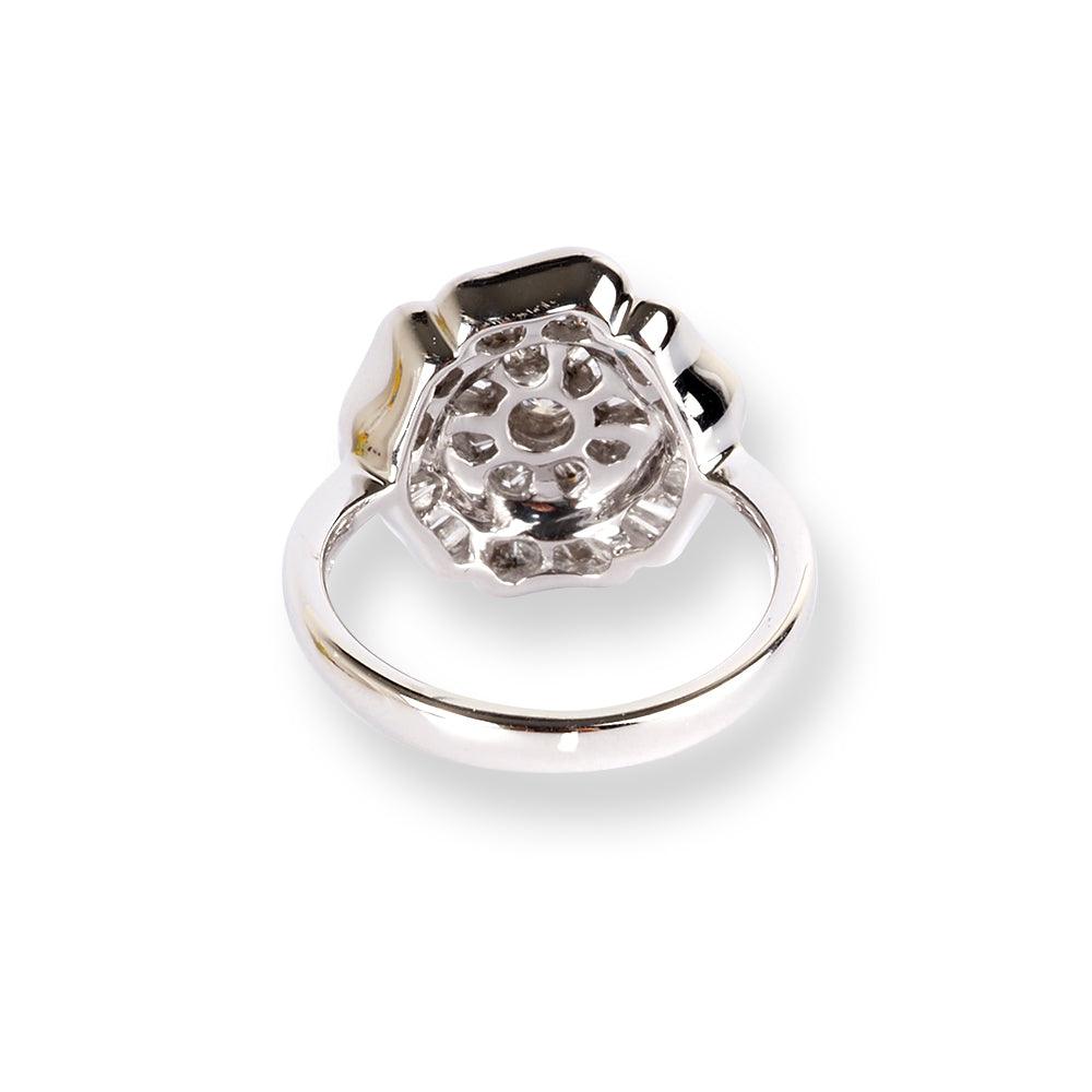 18ct White Gold Diamonds ring with Flower design LR-6663 - Minar Jewellers