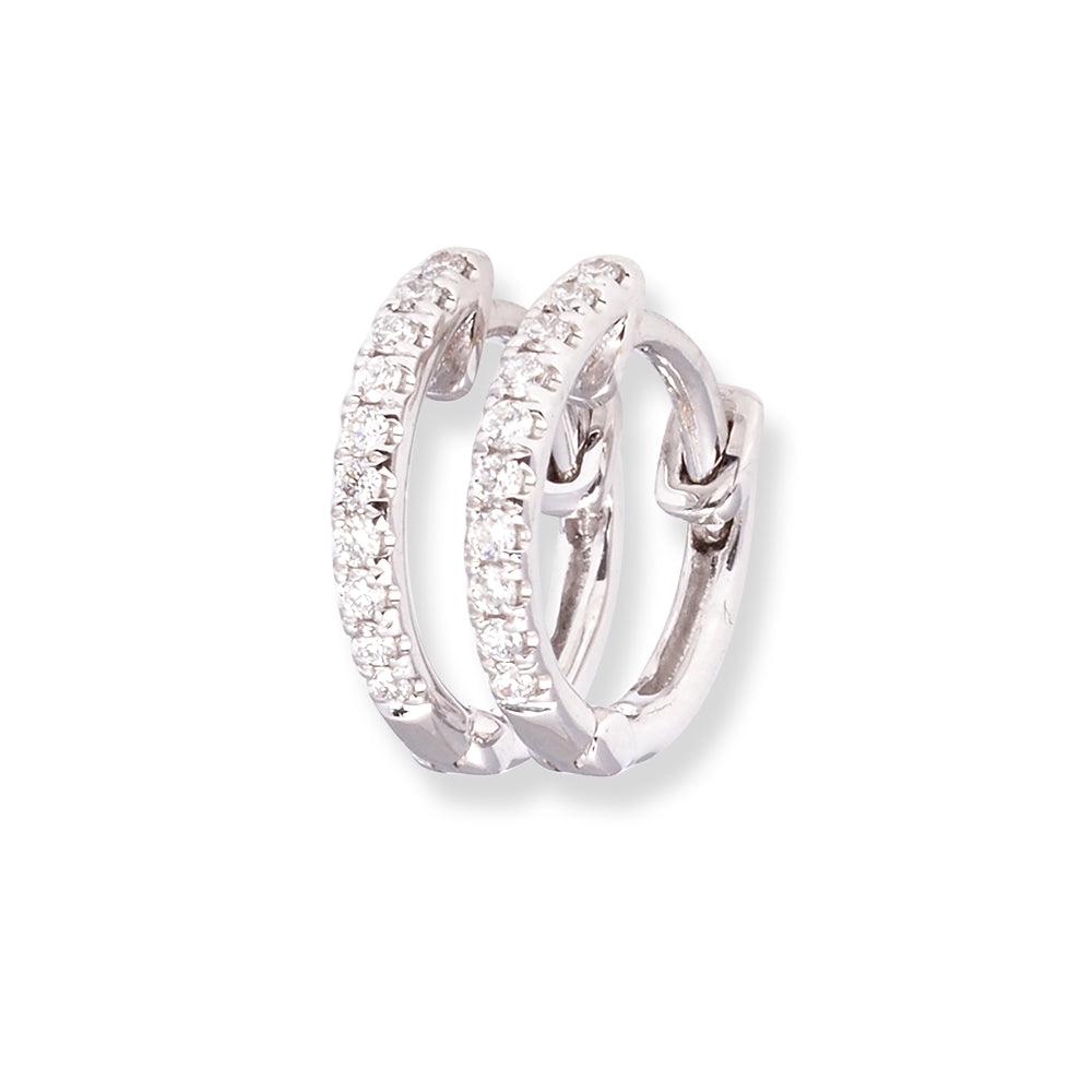 18ct White Gold Huggie Hoop Diamond Earrings E-7976 - Minar Jewellers