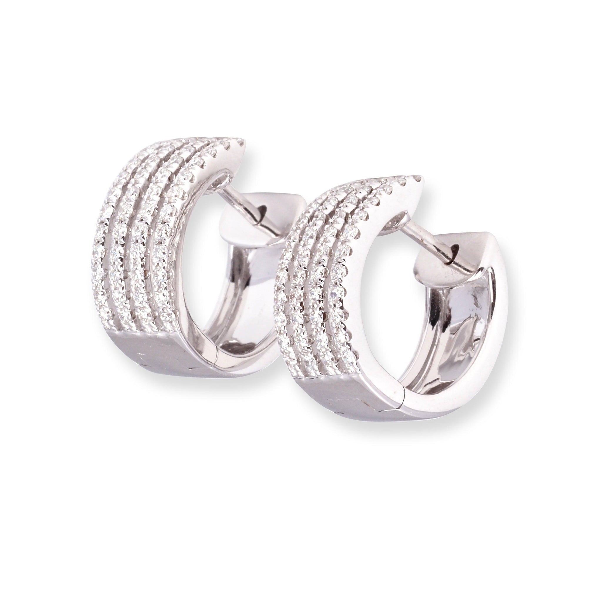 18ct White Gold Huggie Hoop Diamond Earrings E-7977