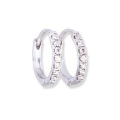 18ct White Gold Huggie Hoop Diamond Earrings E-8001 - Minar Jewellers