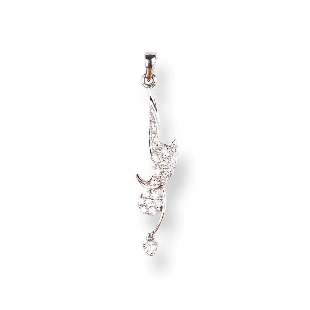 18ct White Gold Diamond Pendant P-7940 - Minar Jewellers