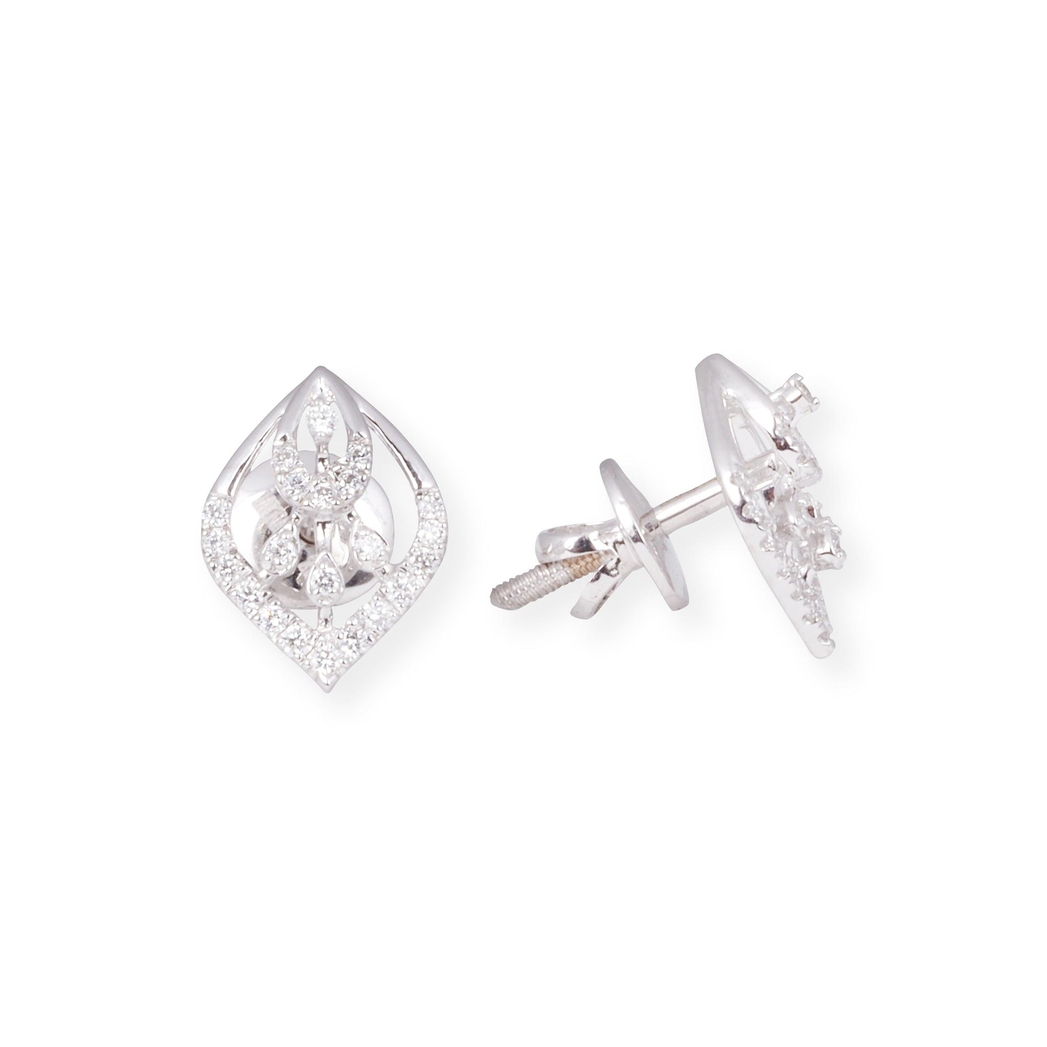 18ct White Gold Round-Cut Diamond Set (Pendant + Chain + Earrings) MCS6870/71