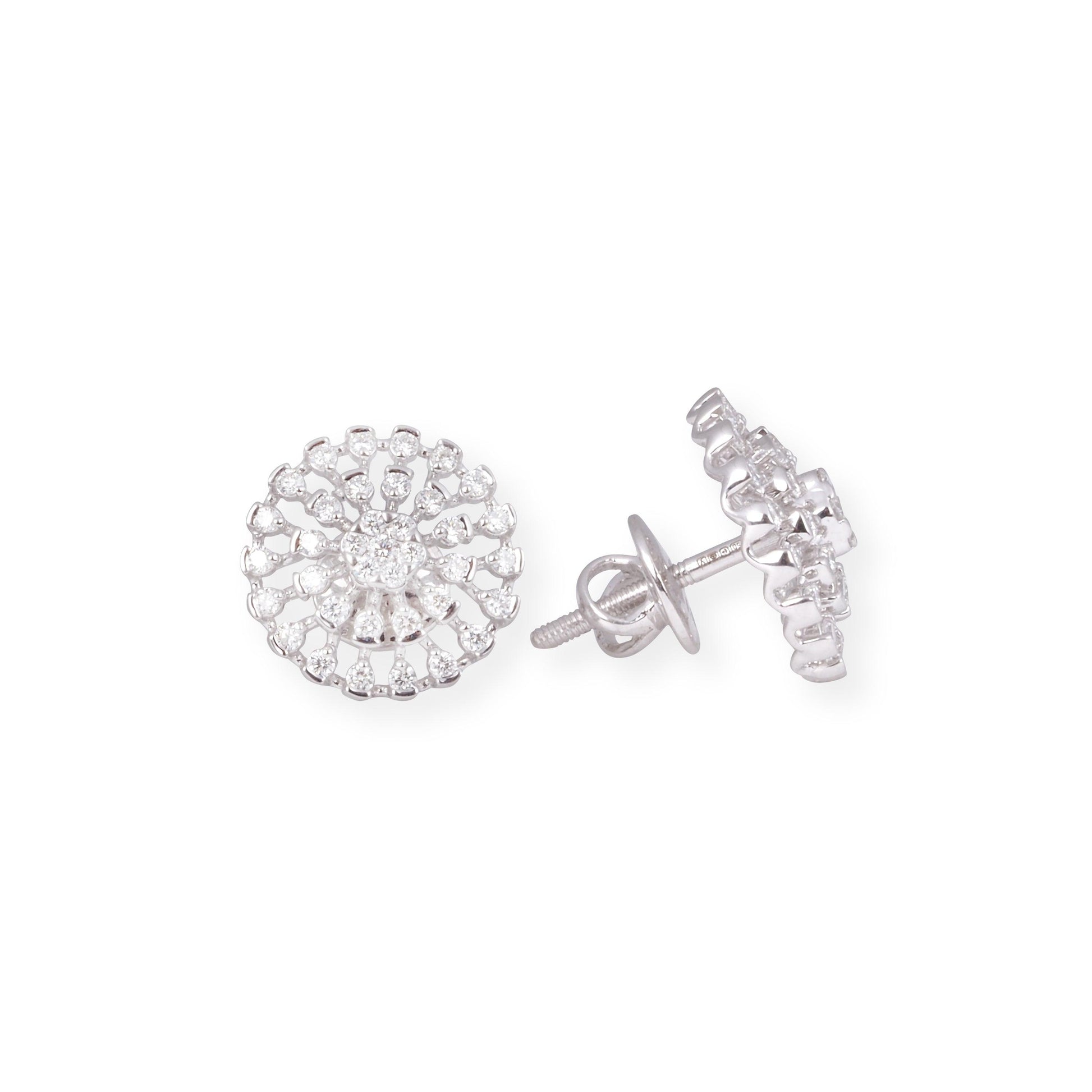 18ct White Gold Round-Cut Diamond Set (Pendant + Chain + Earrings) MCS6874/75 - Minar Jewellers