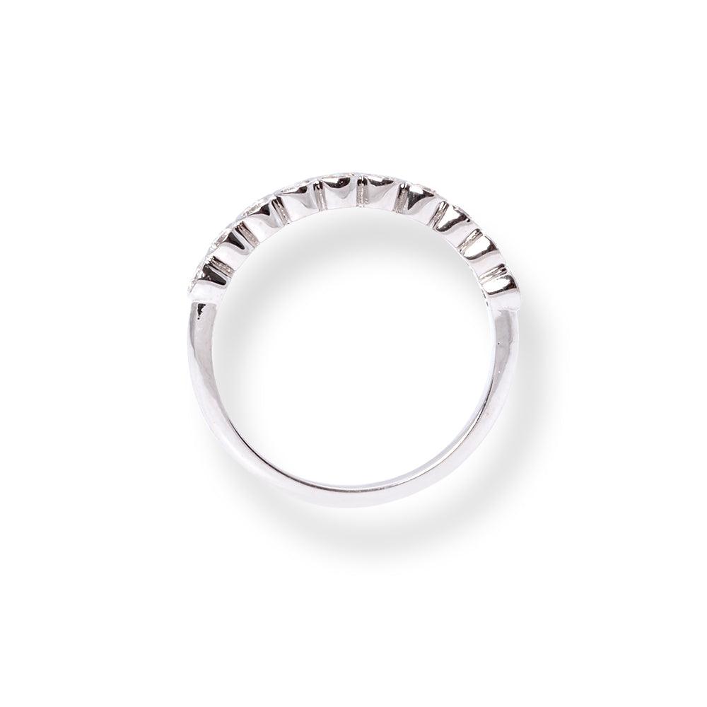 18ct White Gold Round Brilliant Cut Rub-over Set Half-Eternity Diamond Band LR-6714 - Minar Jewellers