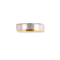 18ct White & Yellow Gold Wedding Band With Brush Finish & Polished Grooved Edges LR-6658 - Minar Jewellers