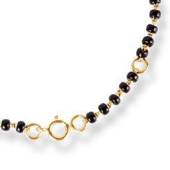 18ct Yellow Gold / 18ct White Gold Diamond Adjustable Children's Bracelet with Small Feet and Black Beads MCS4275 - Minar Jewellers