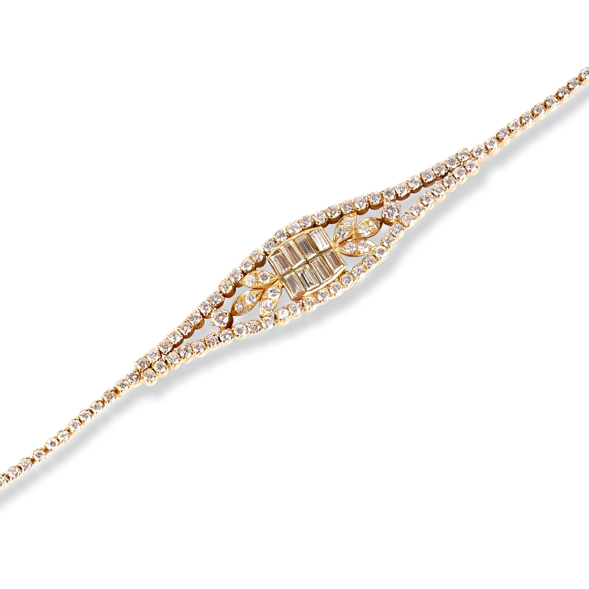 18ct Yellow Gold Diamond Bracelet with Box Clasp BR-8328 - Minar Jewellers