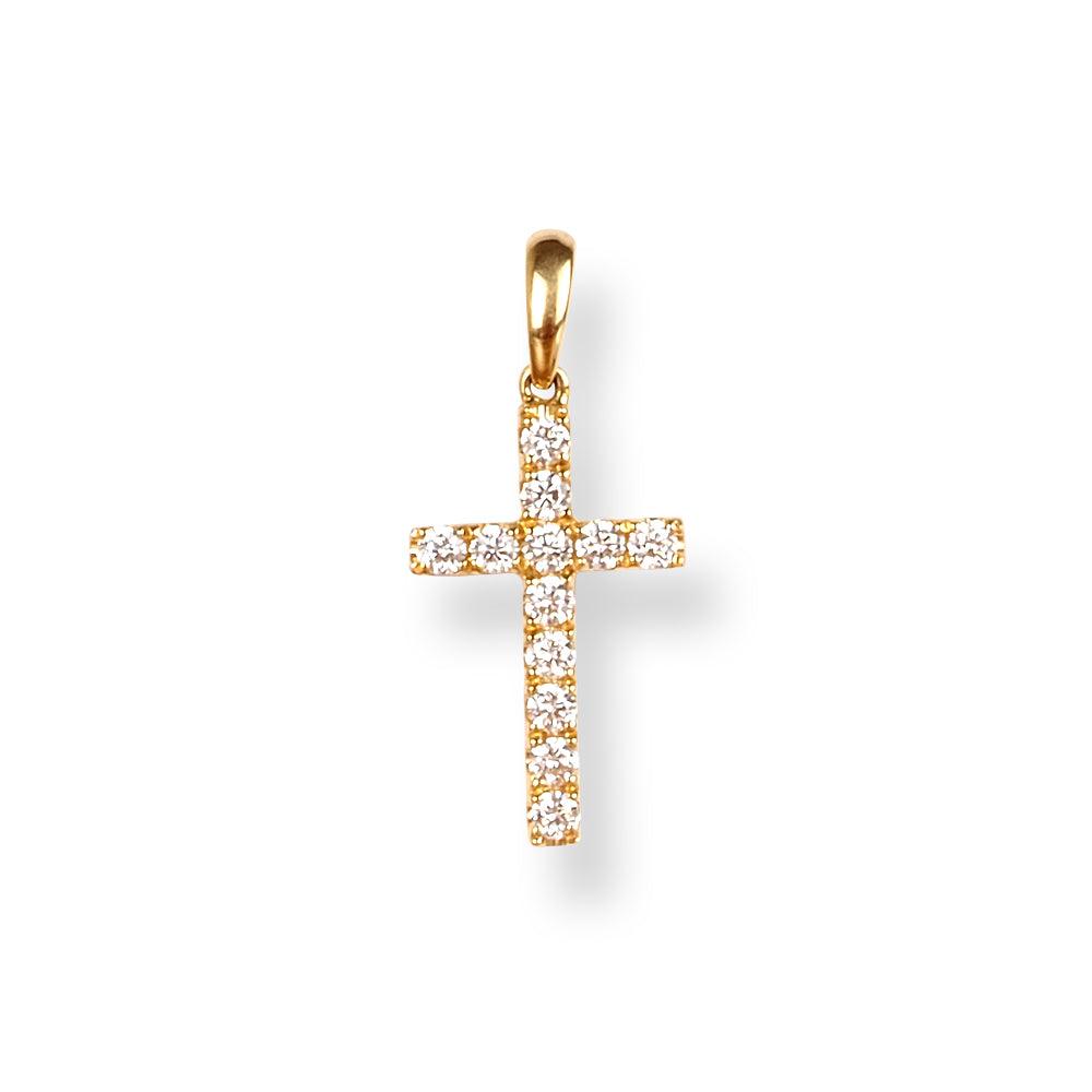 18ct Yellow Gold Diamond Cross Pendant P-7938 - Minar Jewellers
