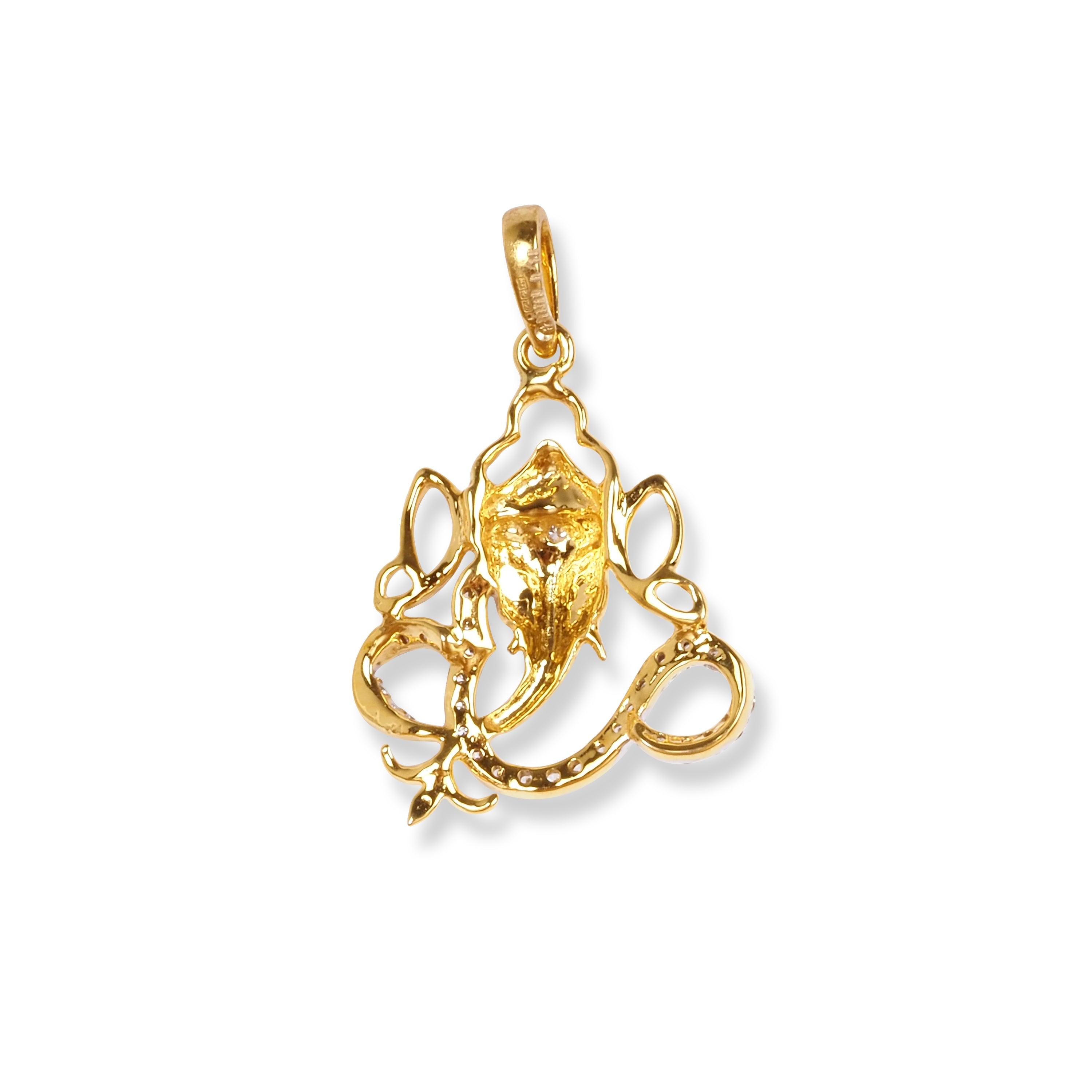 18ct Yellow Gold Diamond Ganesh Pendant MCS6830 - Minar Jewellers