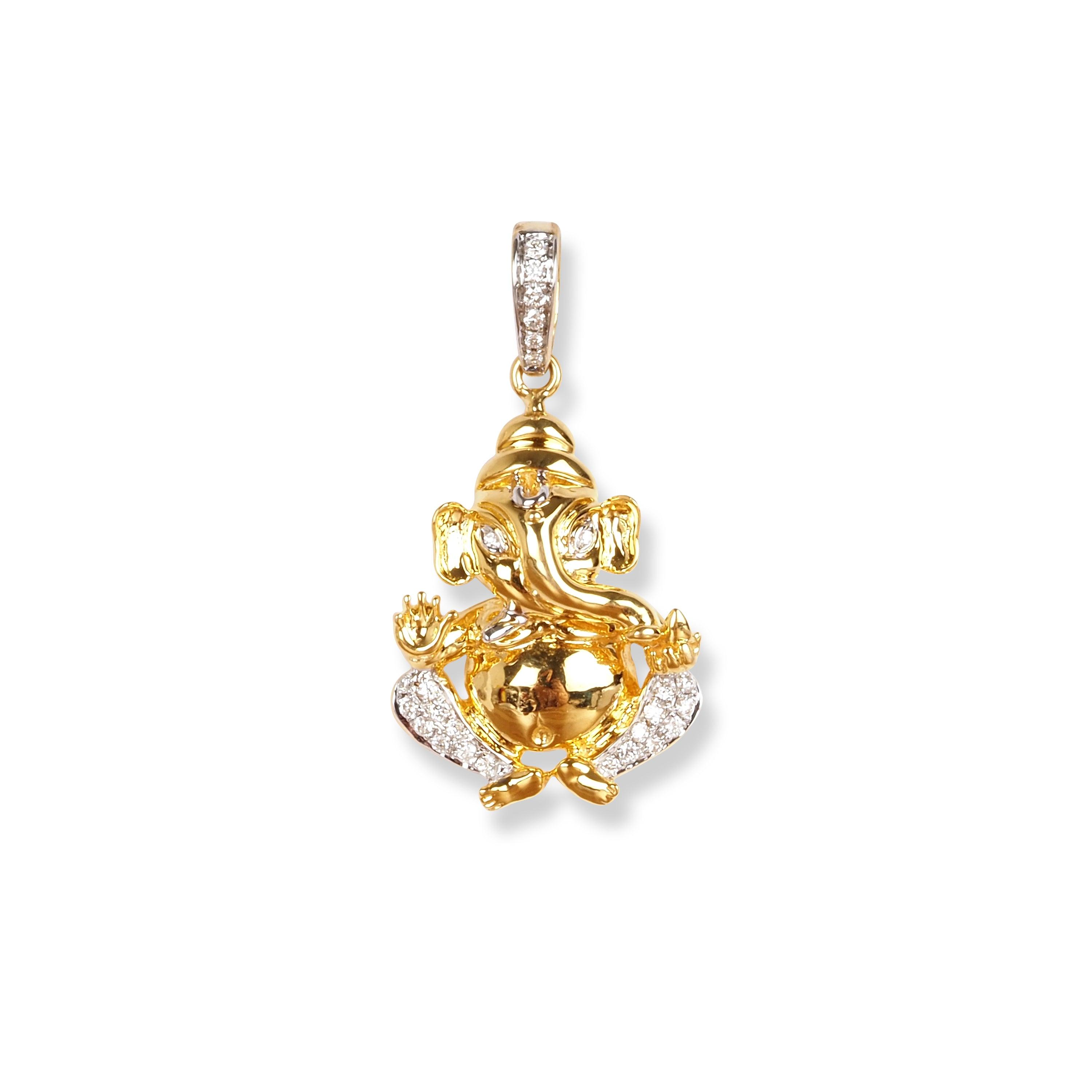 18ct Yellow Gold Diamond Ganesh Pendant MCS6831 - Minar Jewellers
