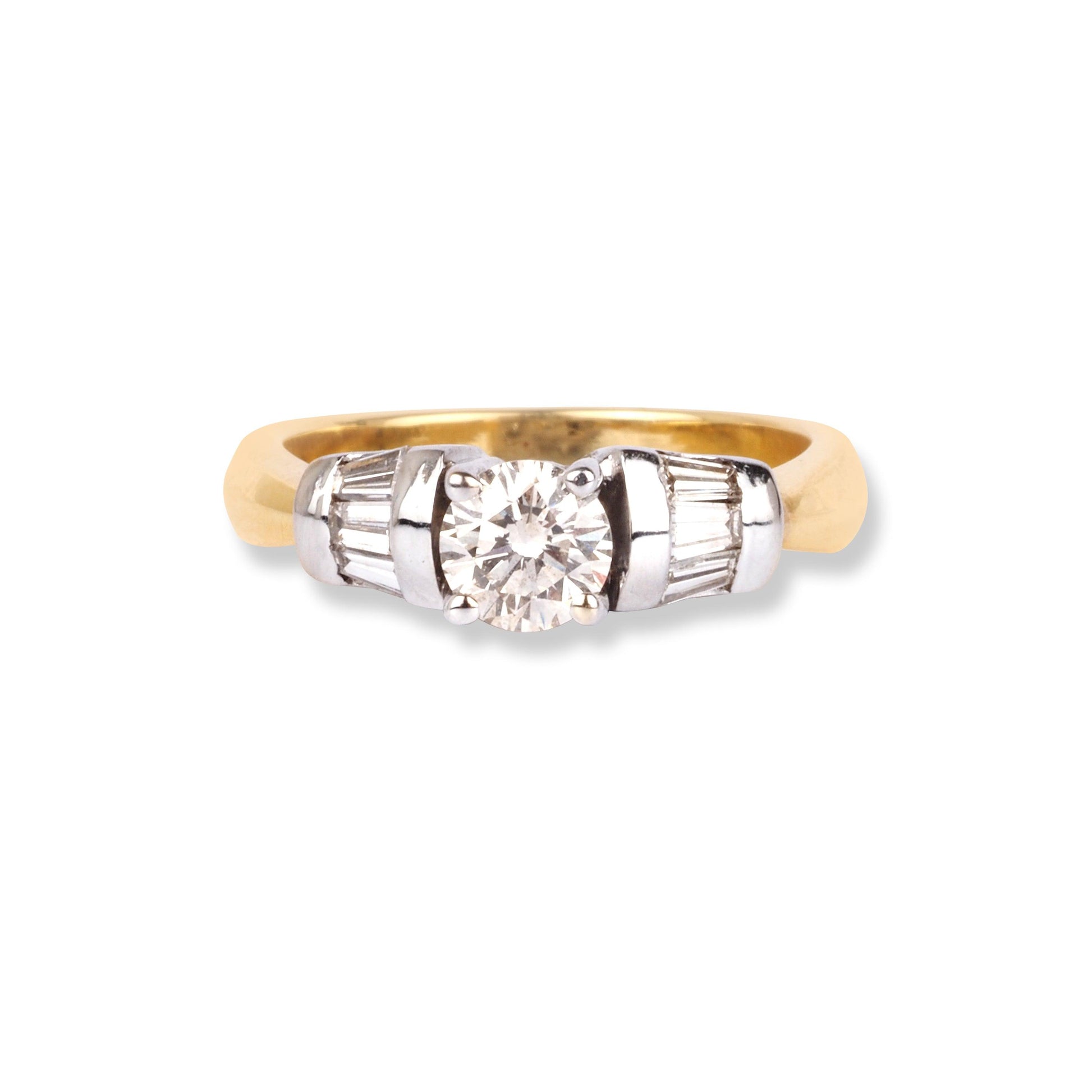 18ct Yellow Gold Diamond Ring with Rhodium Plating LR-1031 - Minar Jewellers