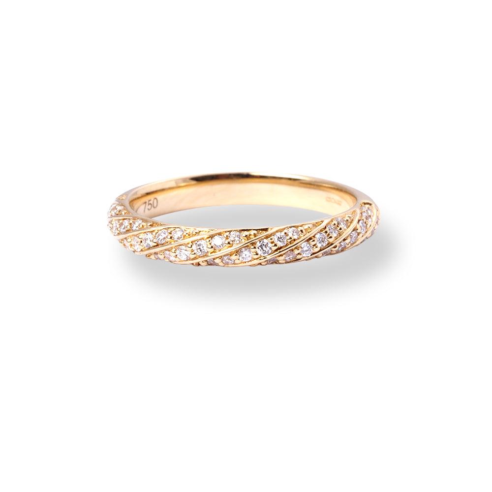 18ct Yellow Gold Diamond Twist Design Half-Eternity Band LR-6711 - Minar Jewellers