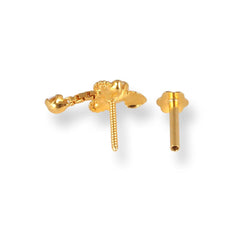 18ct Yellow Gold Screw Back Drop Nose Stud with Cubic Zirconia Stones NIP-4-940h - Minar Jewellers