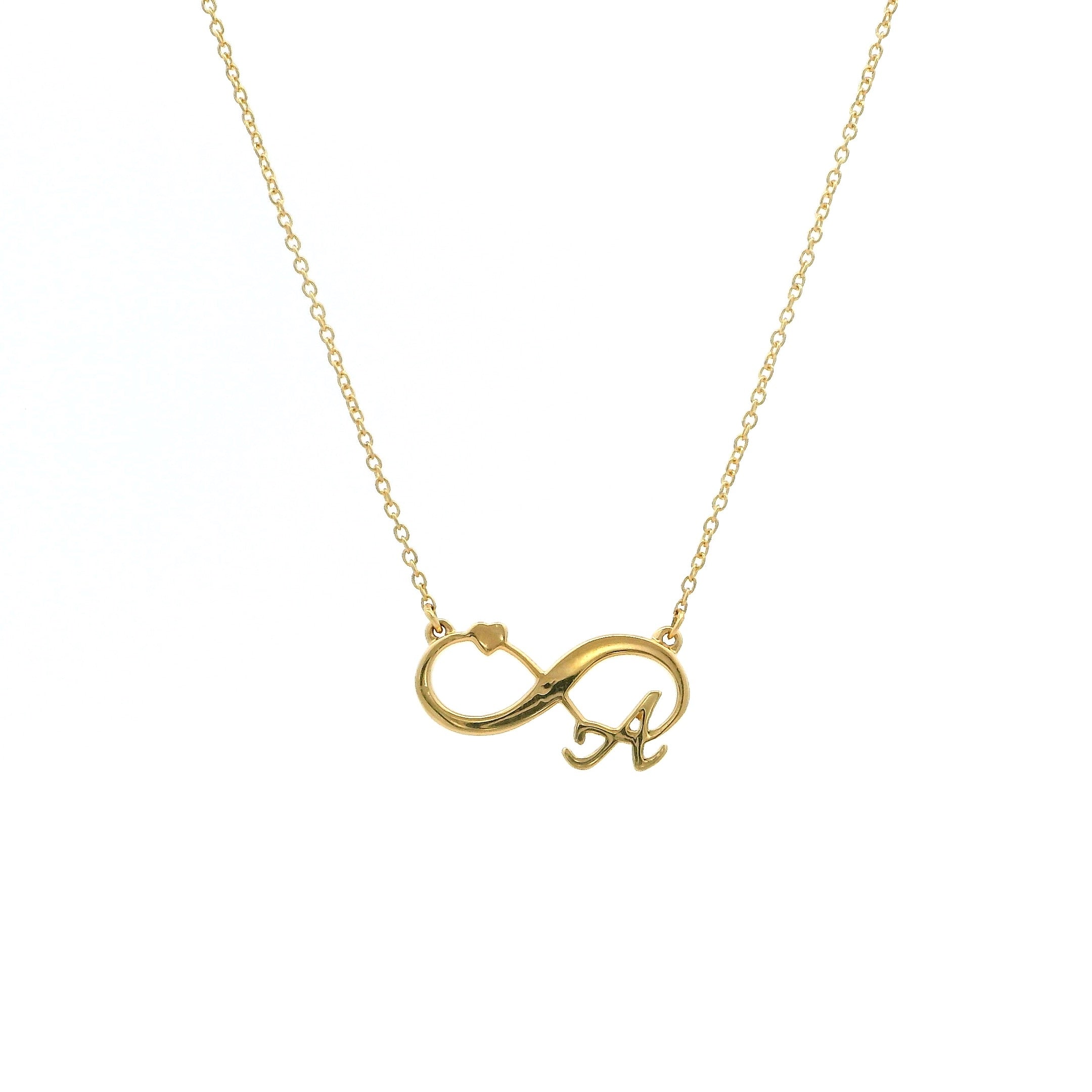 18ct Gold Infinity Heart Necklace with A Initial Letter – Luxury Gift for Her