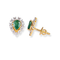 18ct Gold Pendant & Earrings Set with Emeralds and Diamonds – Elegant Fine Jewellery