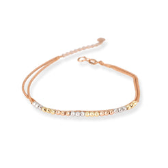 18ct Rose Gold Multi-Colour Bead Bracelet – Elegant Double Chain
