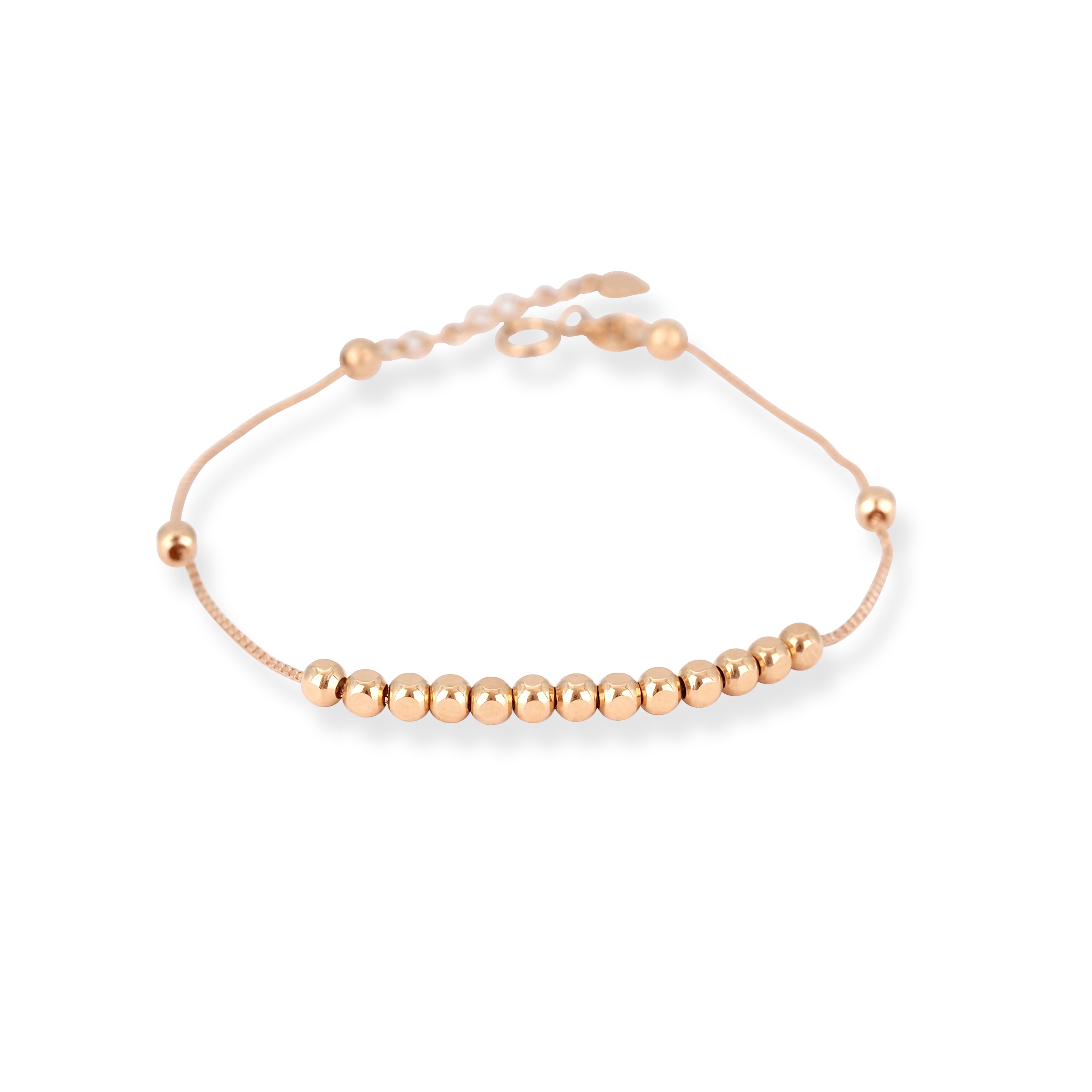 18ct Rose Gold Polished Bead Bracelet – Fine Adjustable Bracelet
