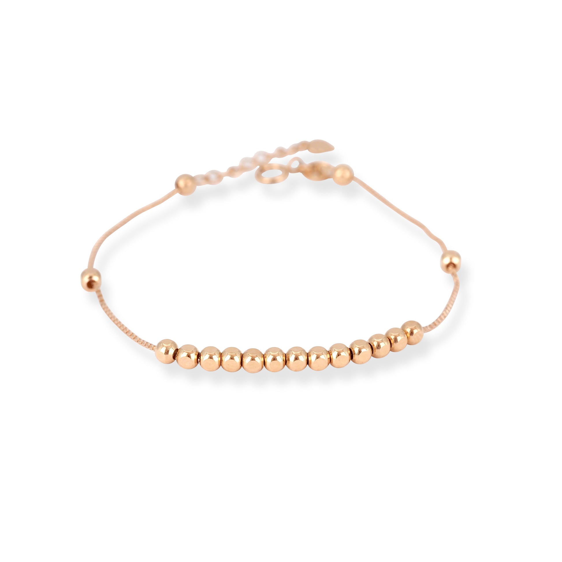 18ct Rose Gold Polished Bead Bracelet – Fine Adjustable Bracelet