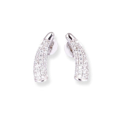 18ct White Gold Bar Necklace & Earrings Set with Pavé Cubic Zirconia Design