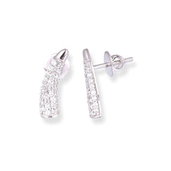 18ct White Gold Bar Necklace & Earrings Set with Pavé Cubic Zirconia Design