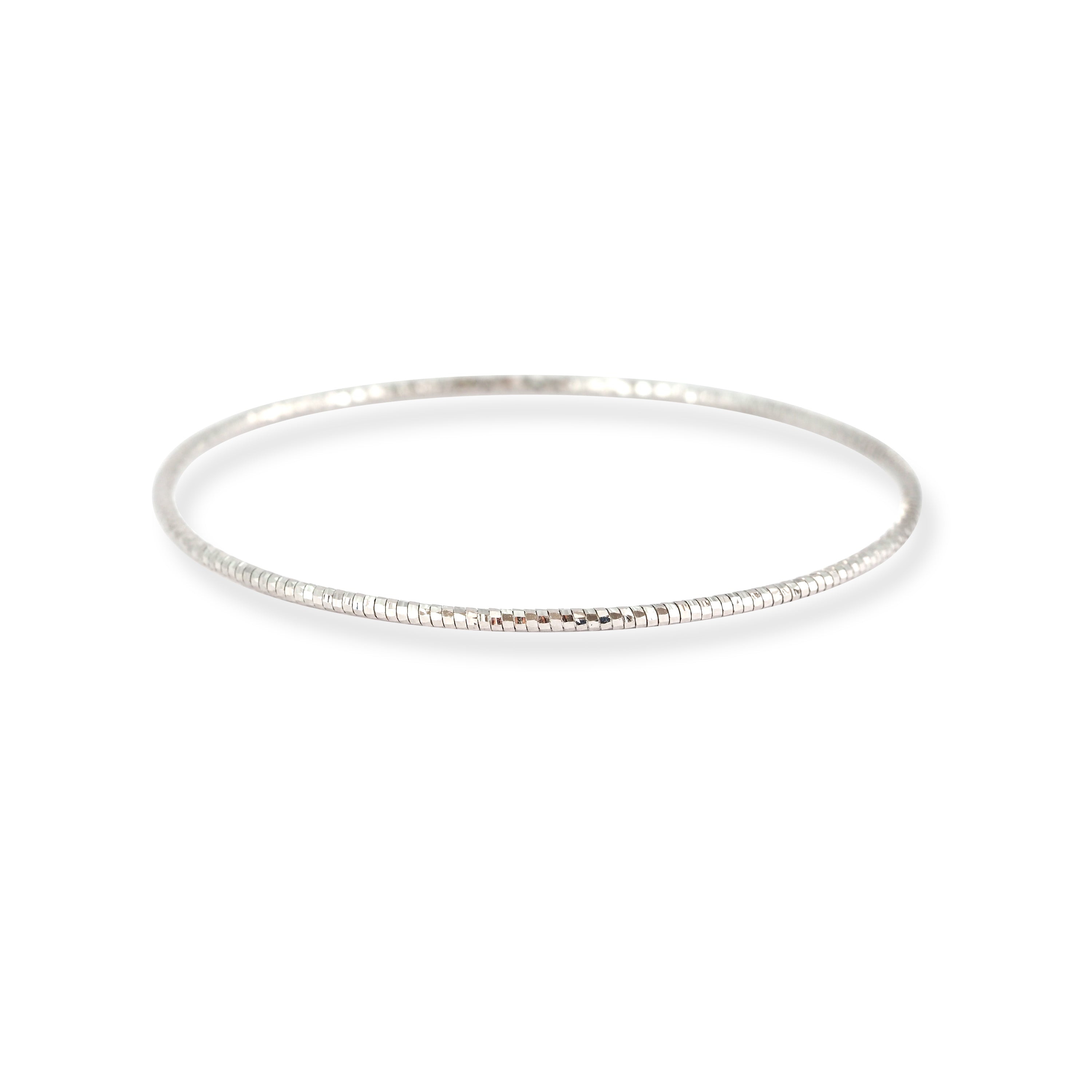18ct White Gold Delicate Textured Bangle – Minimal Elegant Style