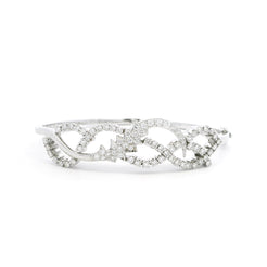 18ct White Gold Diamond Bangle – Elegant Intertwined Open Design