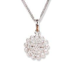18ct White Gold Diamond Cluster Pendant Necklace with Matching Earrings