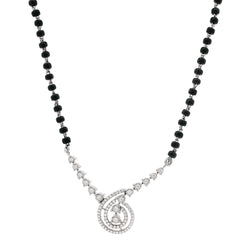 18ct White Gold Diamond Mangalsutra – Elegant Spiral Pendant with Diamond Accents