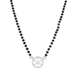18ct White Gold Diamond Mangalsutra – Minimal Circular Floral Design with Diamonds
