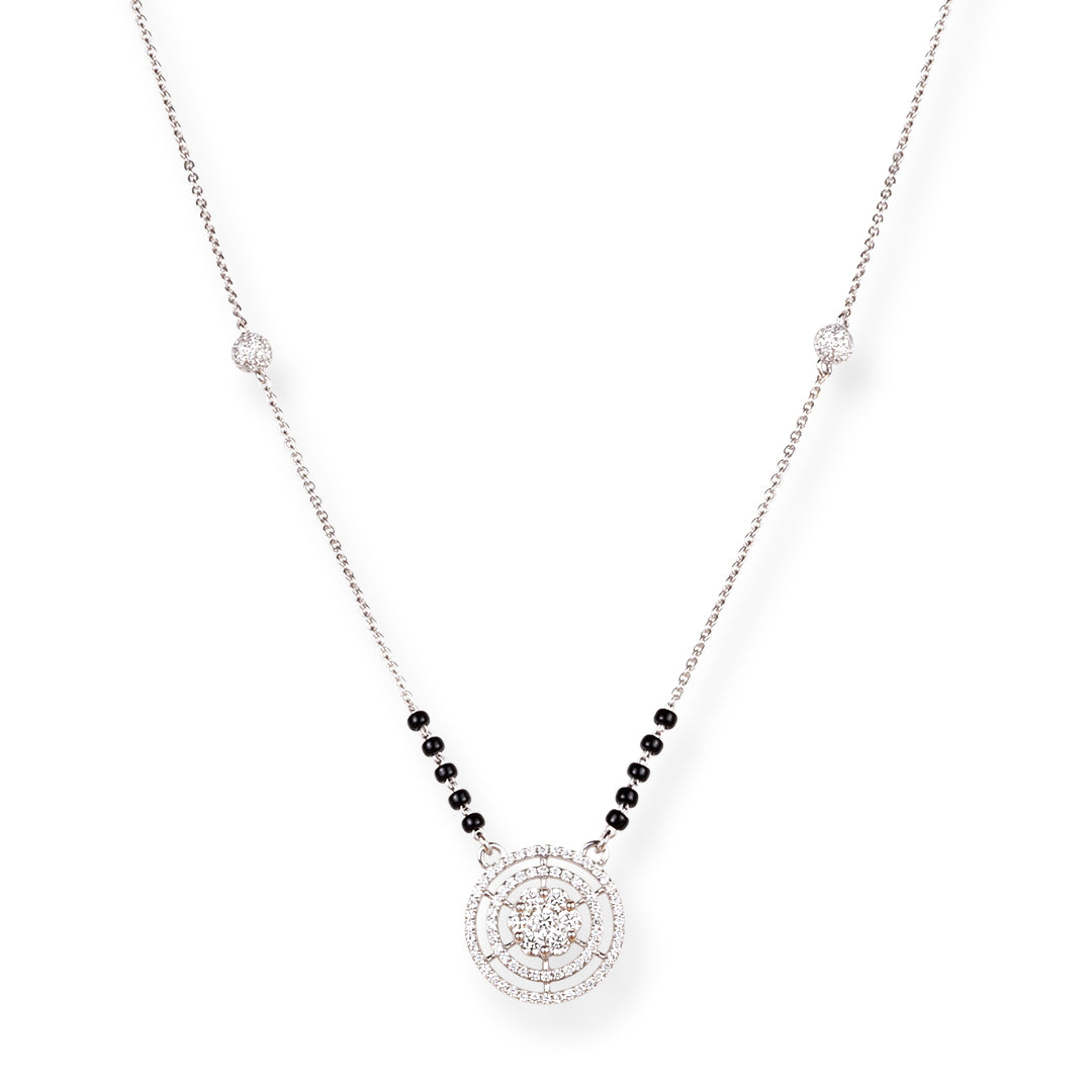 18ct White Gold Diamond Mangalsutra Necklace with Double Halo Design