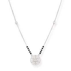 18ct White Gold Diamond Mangalsutra Necklace with Double Halo Design