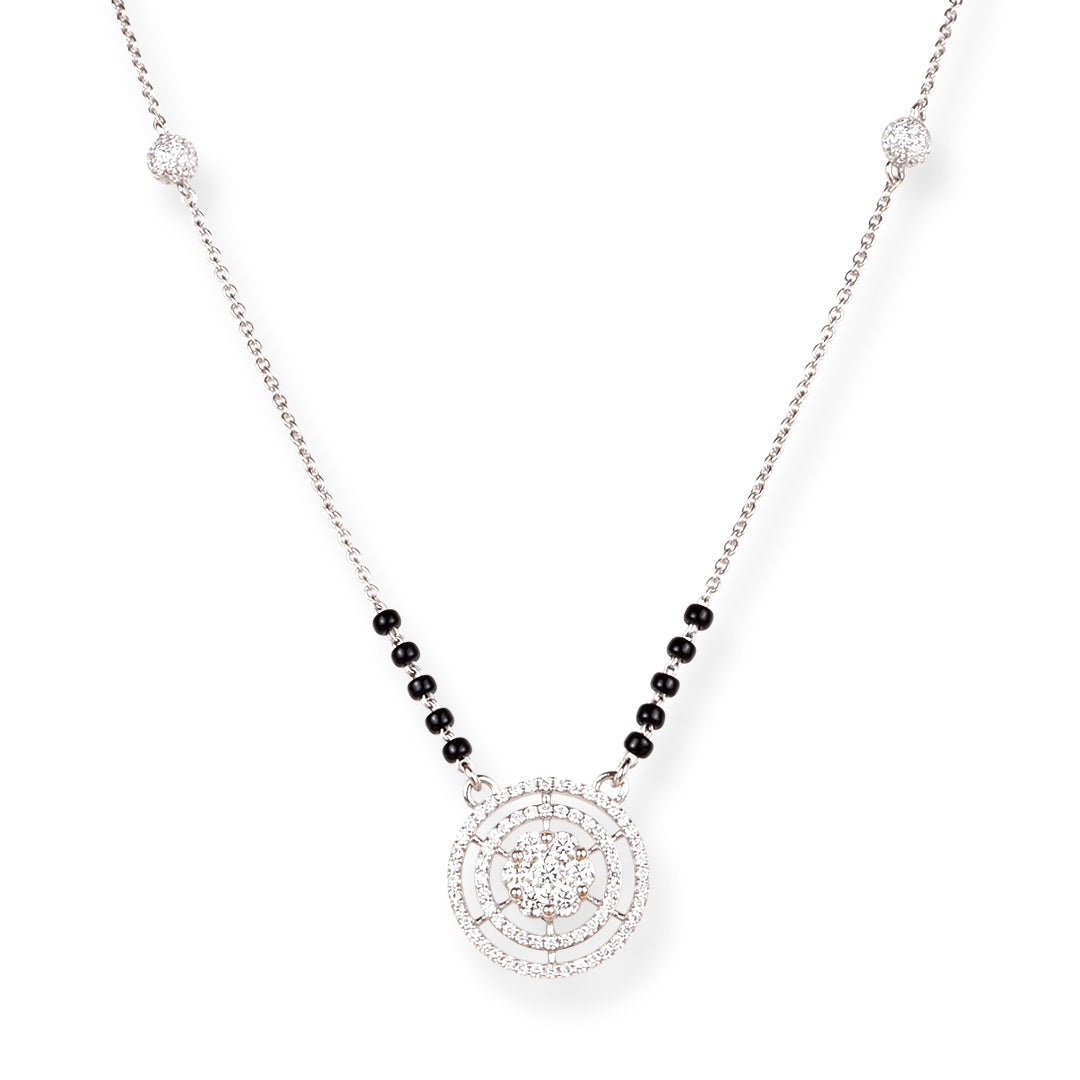 18ct White Gold Diamond Mangalsutra Necklace with Double Halo Design