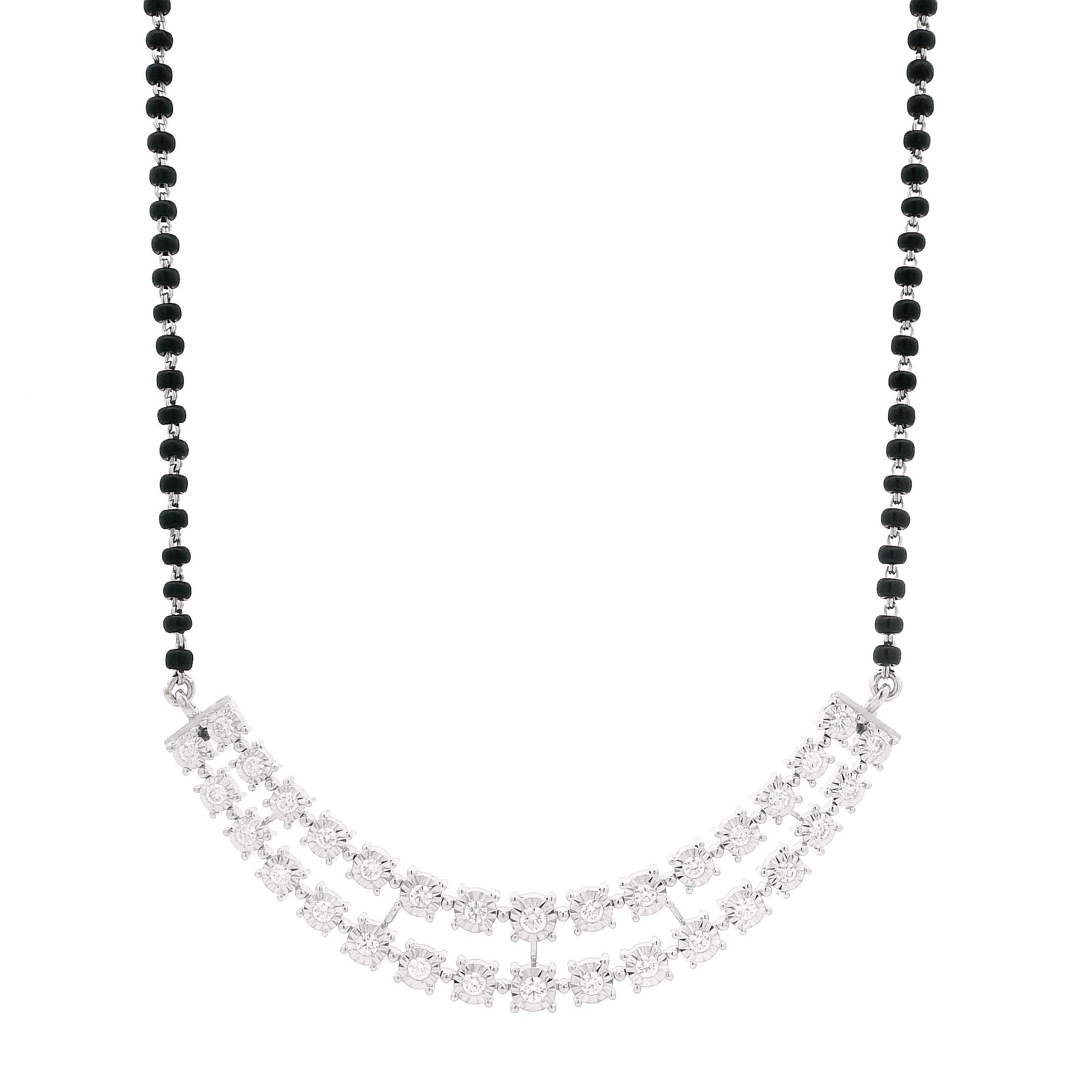 18ct White Gold Diamond Mangalsutra with Double Row Pendant