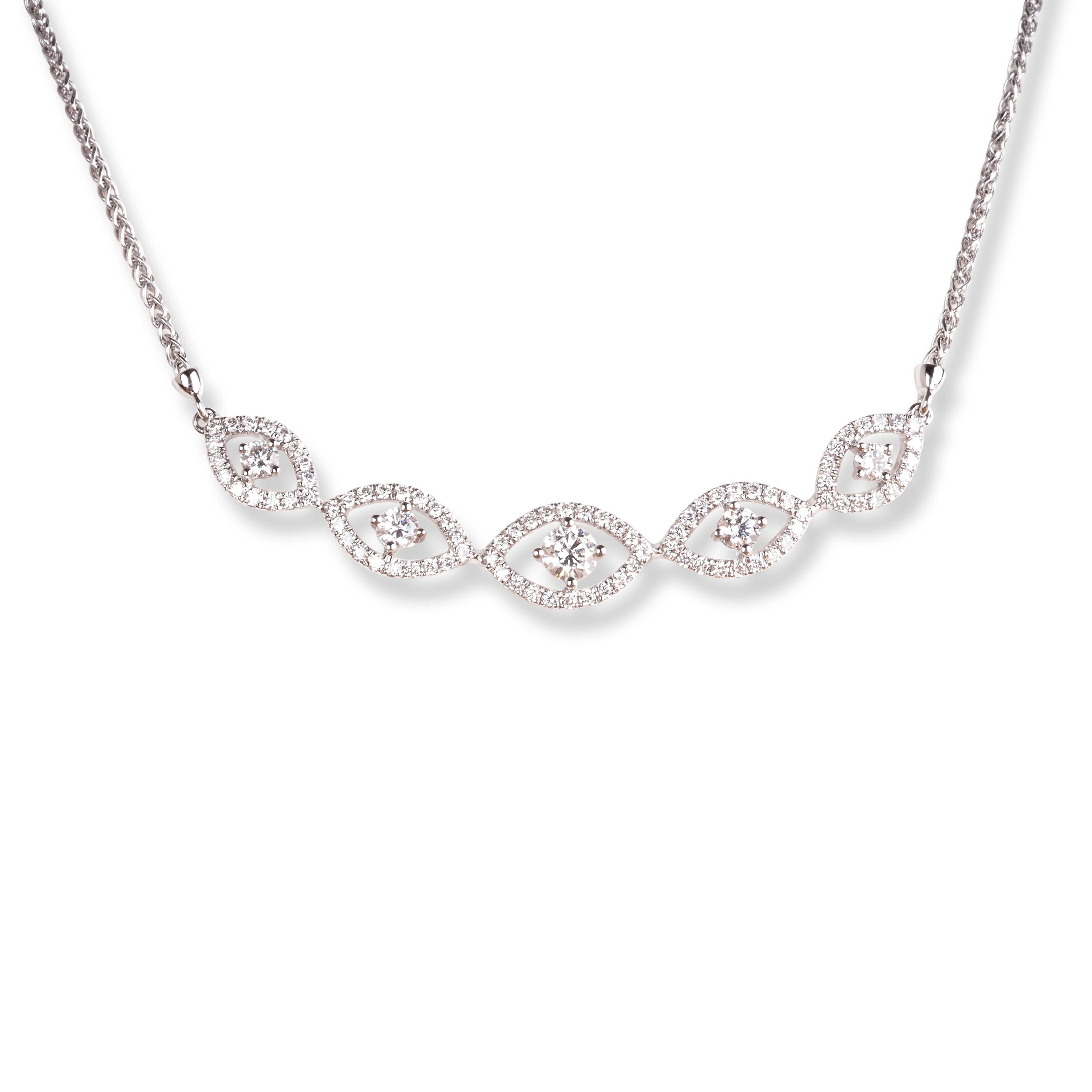 18ct White Gold Diamond Necklace and Earrings Set with Marquise Design