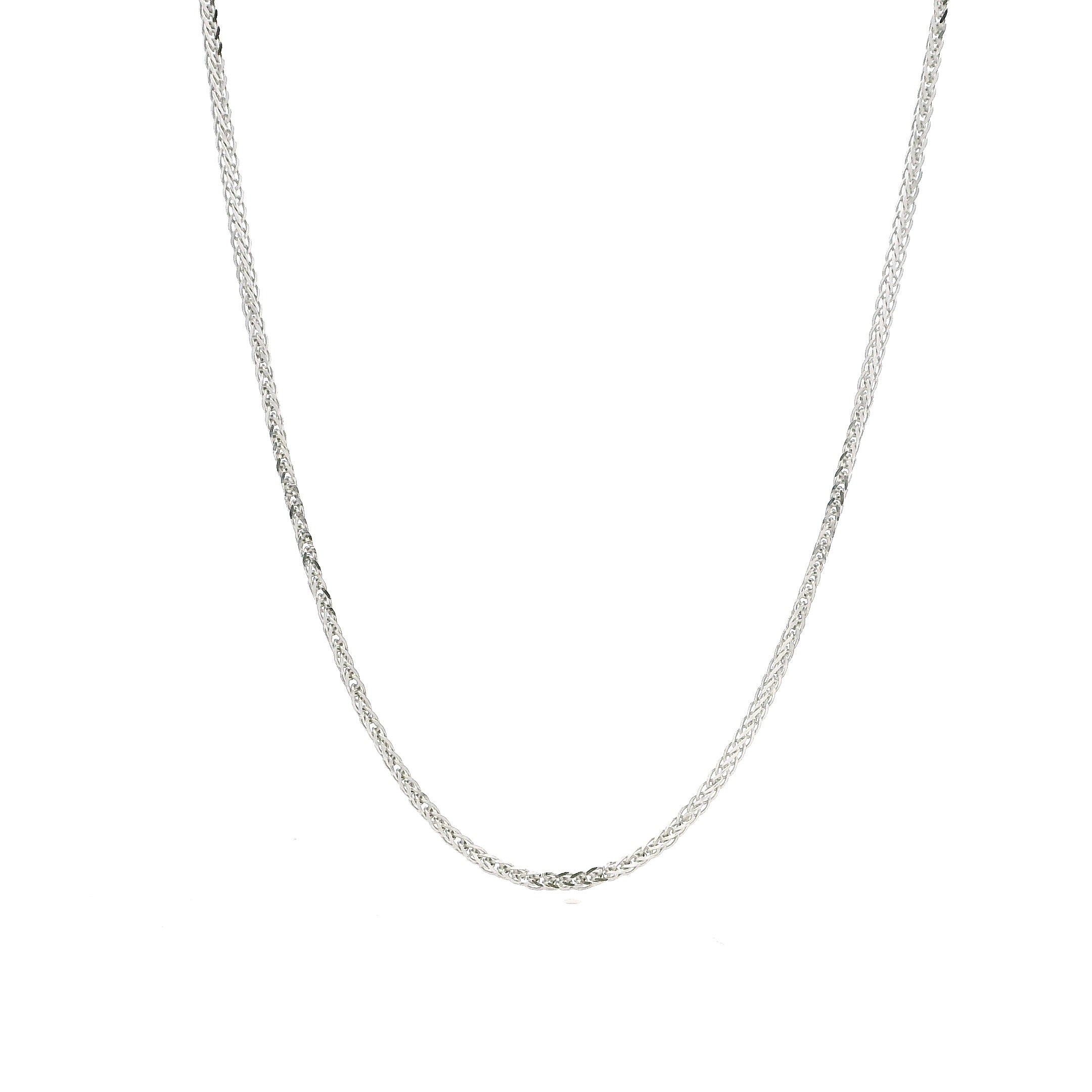 18ct White Gold Foxtail Necklace with Elegant Heart Charm and Adjustable Fit