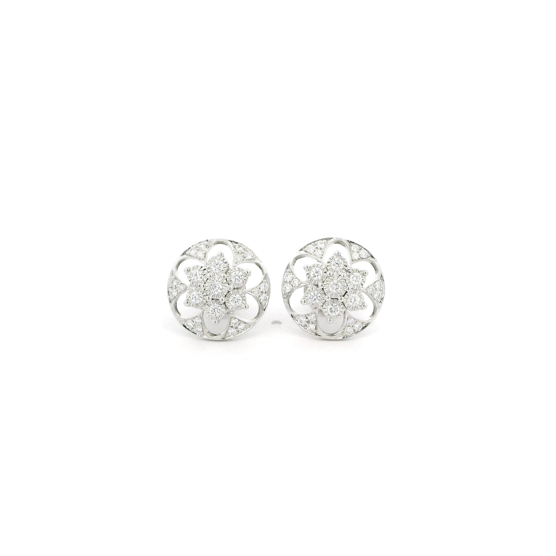 18ct White Gold Luxury Diamond Floral Cluster Earrings