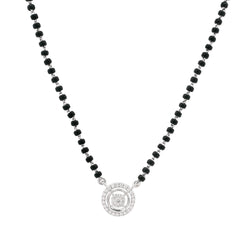 18ct White Gold Mangalsutra with Round Brilliant Cut Diamond Pendant – Luxury Fine Jewellery