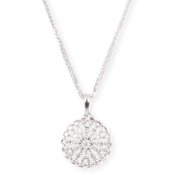 18ct White Gold Round Pendant and Earrings Set with Diamond Cluster Design