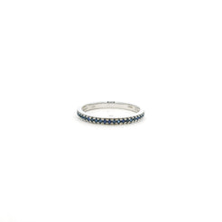 18ct White Gold Sapphire Half Eternity Band – Modern Slim Blue Sapphire Ring