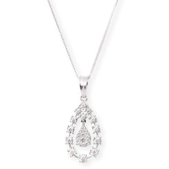 18ct White Gold Teardrop Pendant and Earrings Set with Sparkling Diamond Accents