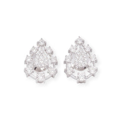 18ct White Gold Teardrop Pendant and Earrings Set with Sparkling Diamond Accents