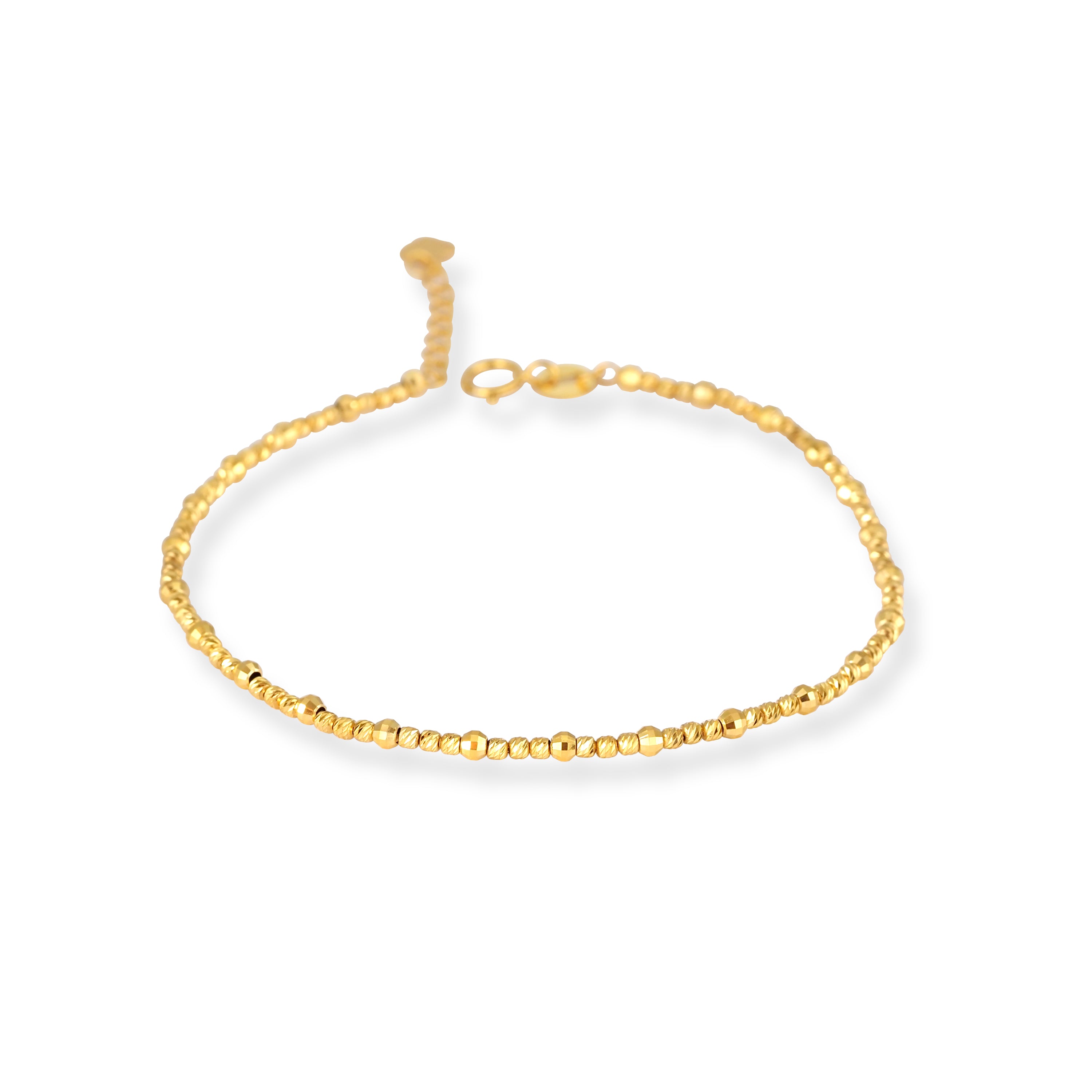 18ct Yellow Gold Alternating Bead Bracelet – Diamond Cut Detail