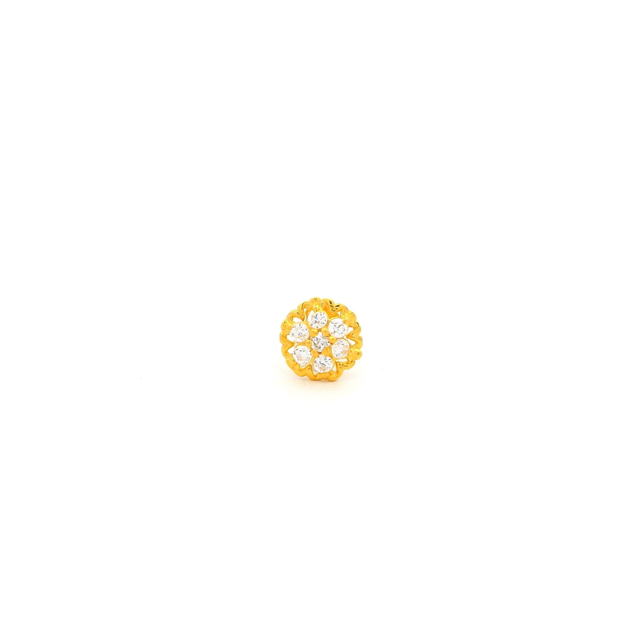 18ct Yellow Gold Cubic Zirconia Nose Stud – Rosette Floral Design