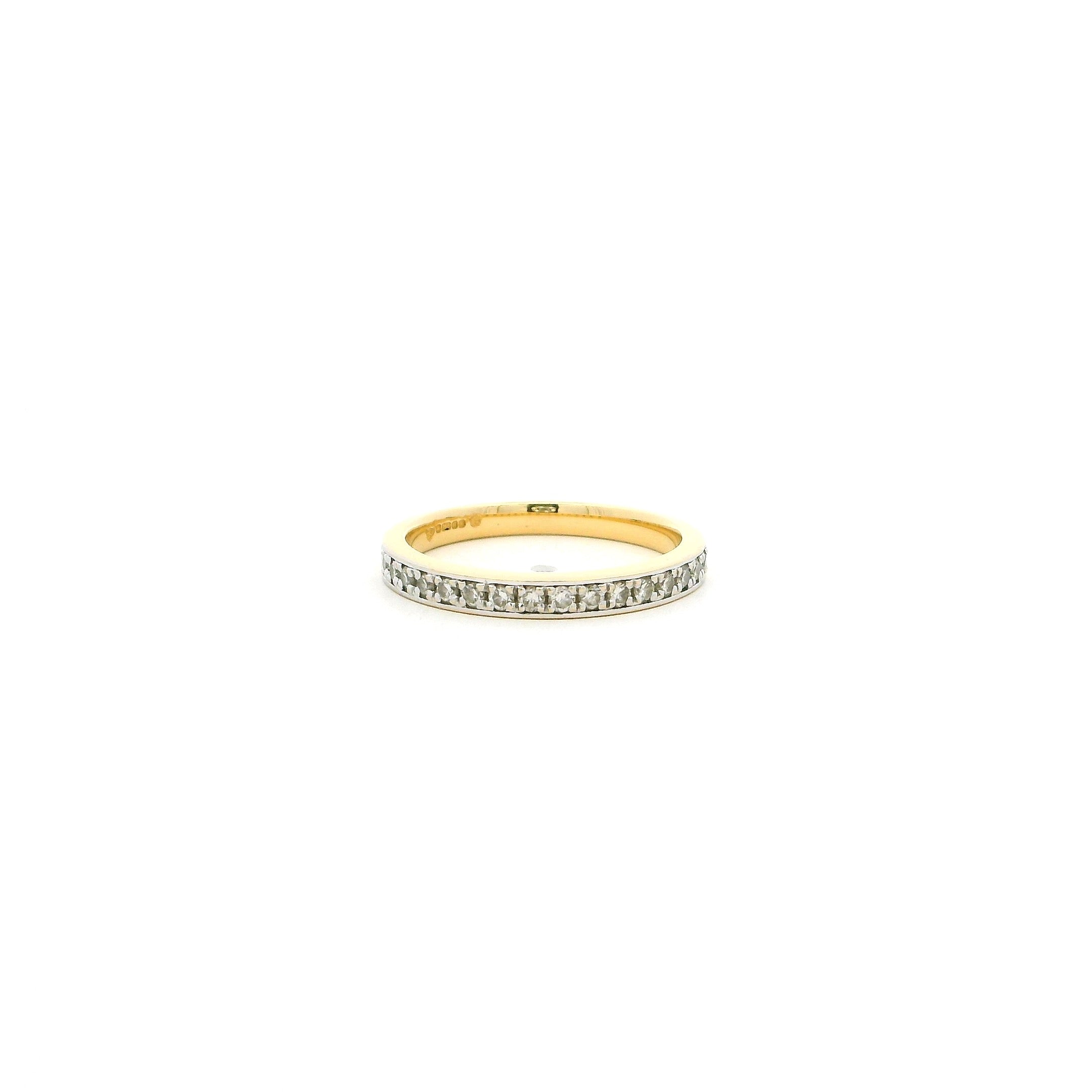 18ct Yellow Gold Diamond Half Eternity Band – Channel Set Round Cut Diamonds