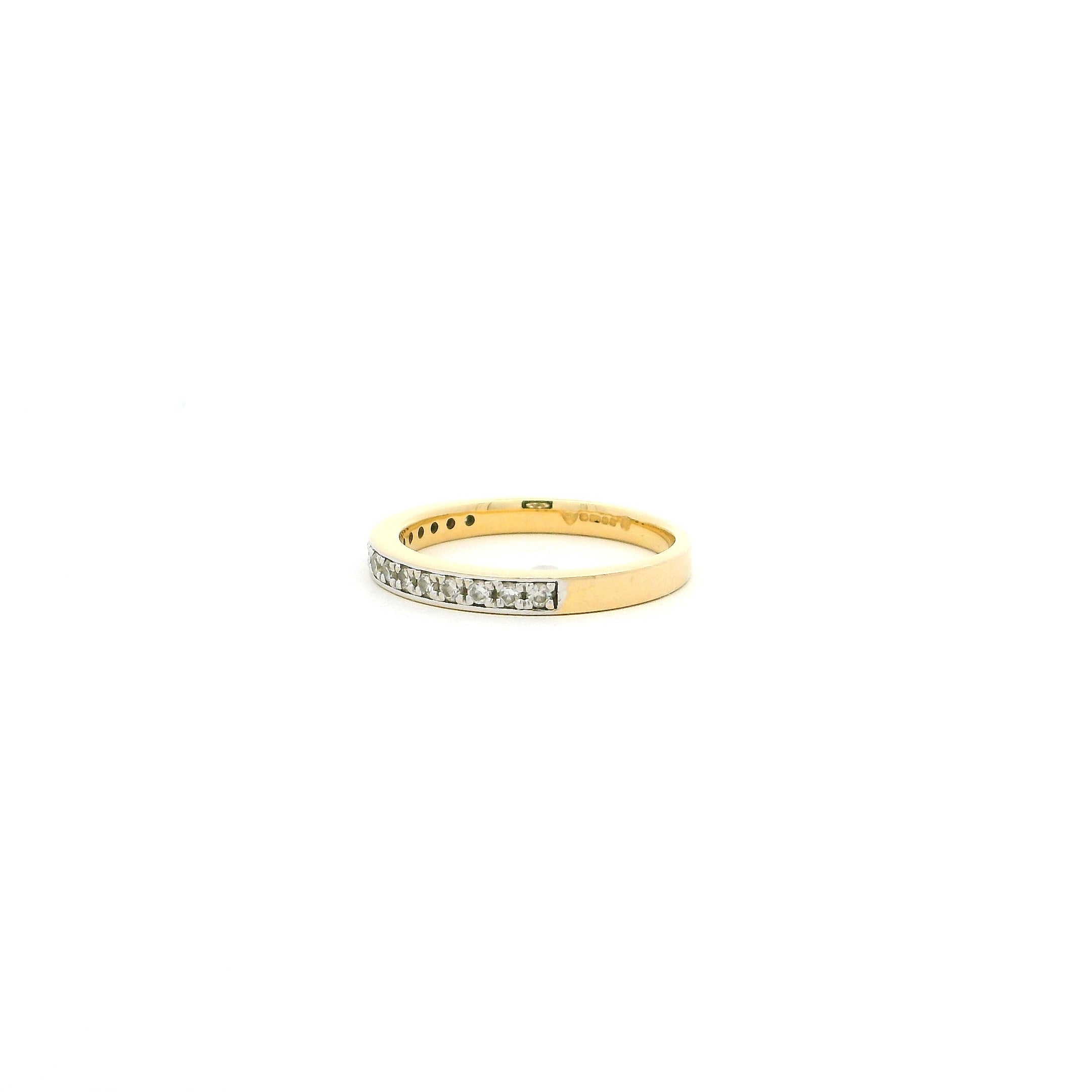 18ct Yellow Gold Diamond Half Eternity Band – Channel Set Round Cut Diamonds | Size K