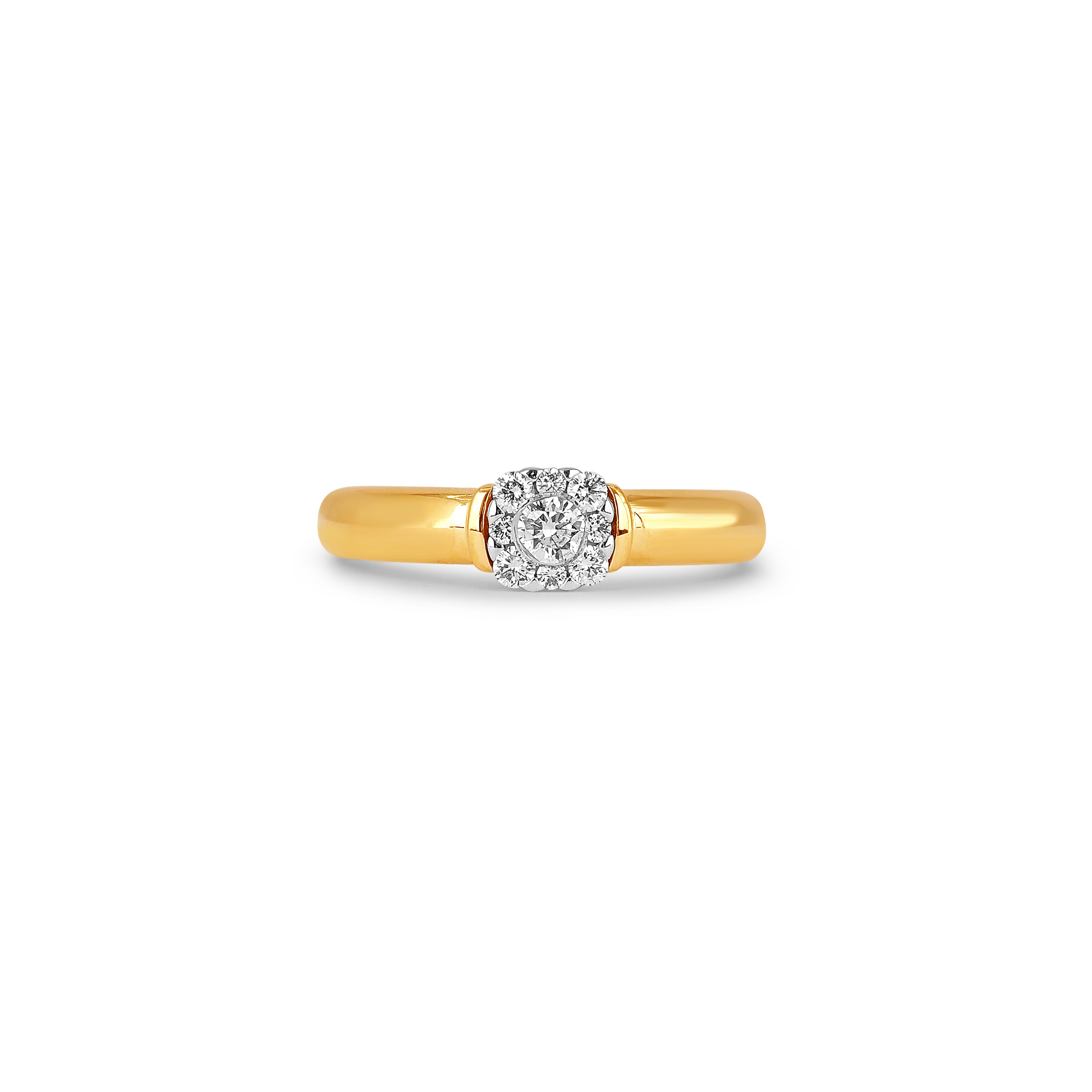 18ct Yellow Gold Diamond Ring in Cluster Design | Size N