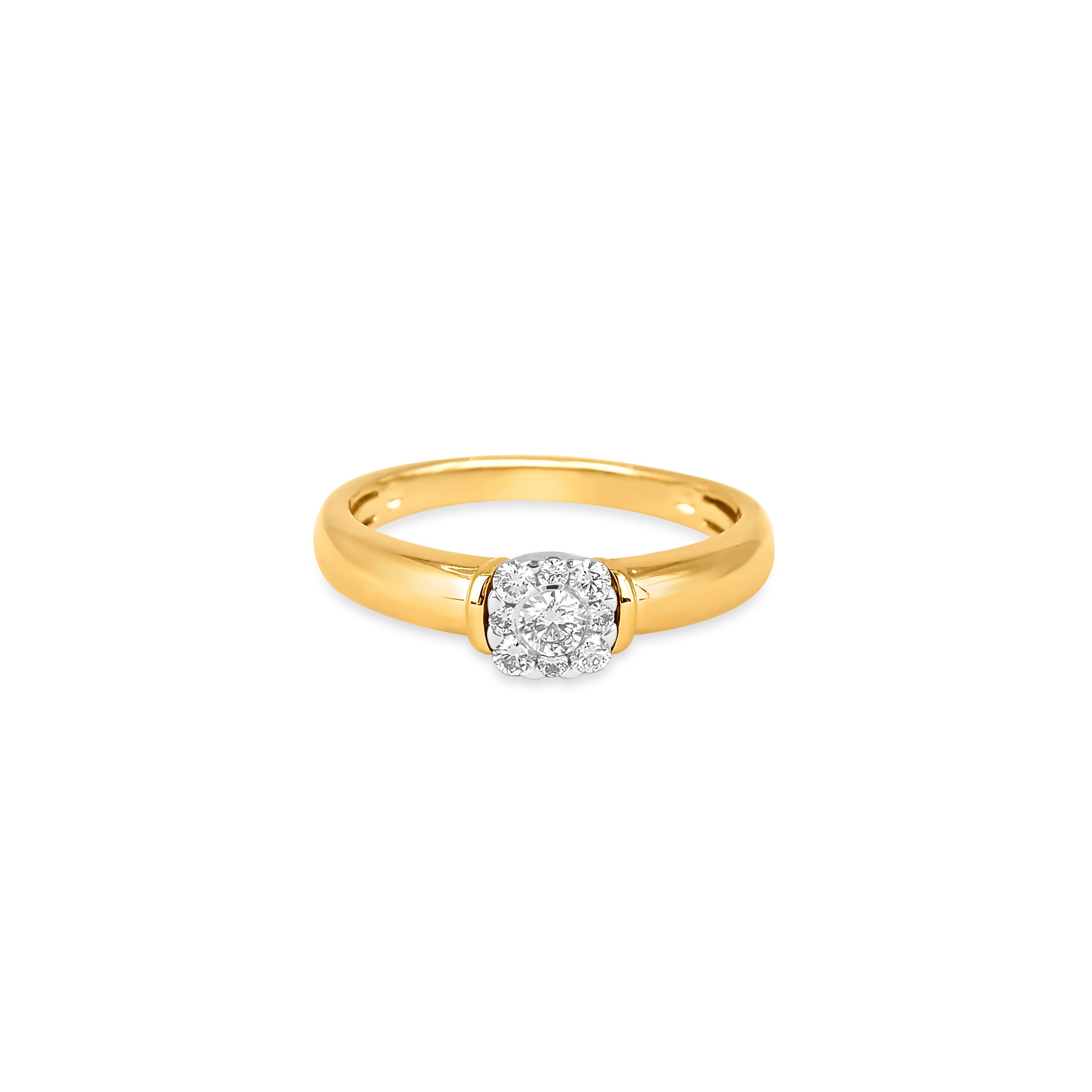 18ct Yellow Gold Diamond Ring in Cluster Design | Size N