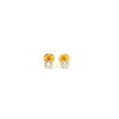 18ct Yellow Gold Diamond Stud Earrings – Round Brilliant Cut Classic Claw Setting
