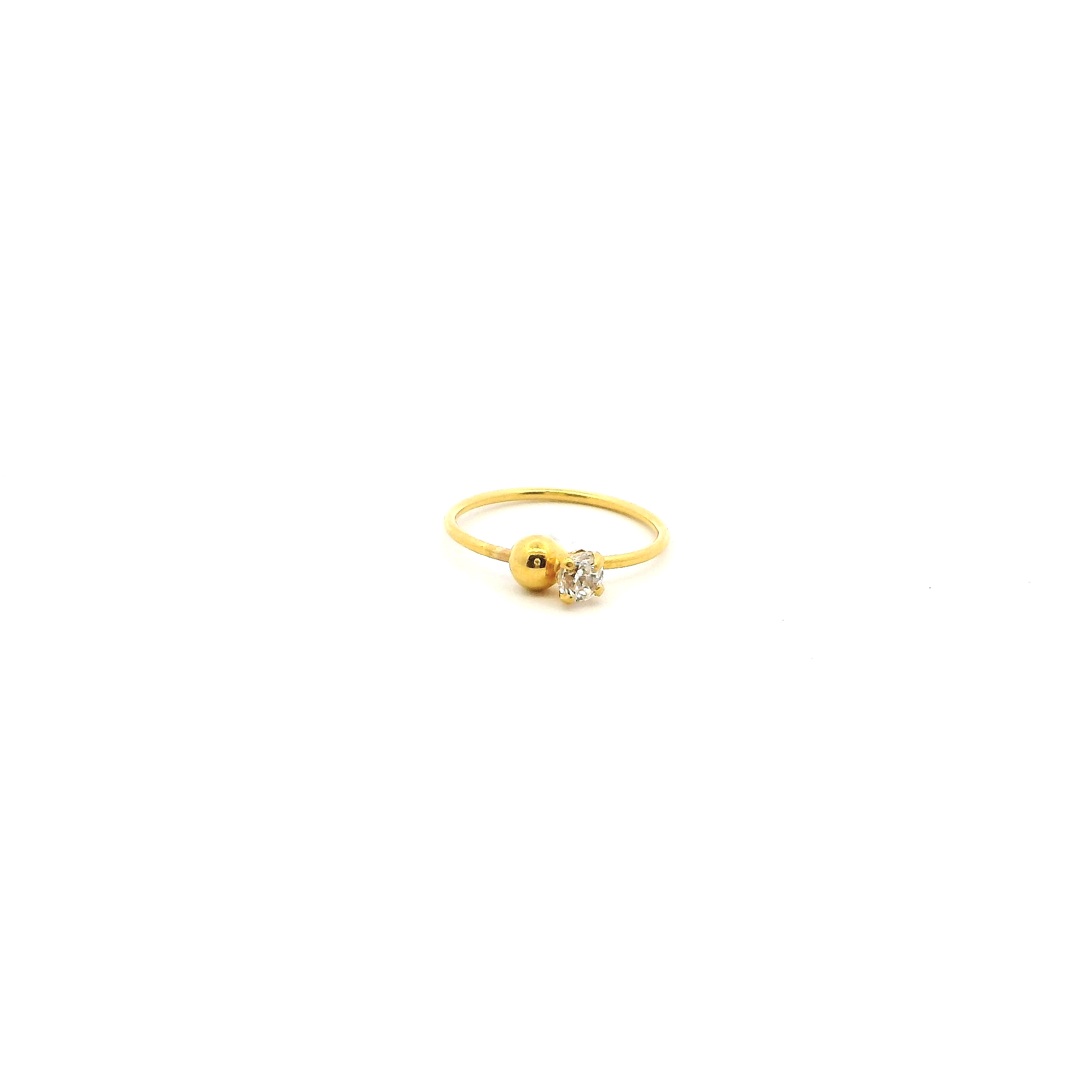 18ct Yellow Gold Nose Ring Featuring Sparkling Cubic Zirconia Stones with Ball Closure